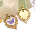 Color Enamel Stainless Steel Heart Butterfly Charm Pendant for DIY Bracelet Necklace