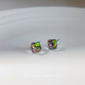 Faceted Cube Stud Earrings In Six Glass Like Color Options view 9