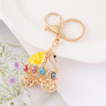 Rhinestone Swan Baby Carriage Keychain Gold Tone Four Colors view 4