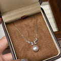 Pearl Drop and Floral Pendant Necklace in White and Pink view 7