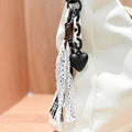 Ribbon Bow and Heart Charm Bag Clip with Lace Tassel view 4