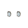 Mini Oval Opaline Crystal Studs Irregular Silver Frames view 5