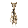 Tall Sitting Cat Brooch in Antique Gold or Silver Tone view 5