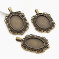 Ornate Oval Pendant Trays in Three Dark Metal Finishes view 2