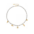 Black Crystal Bead Ocean Charm Necklace Starfish Seahorse view 5