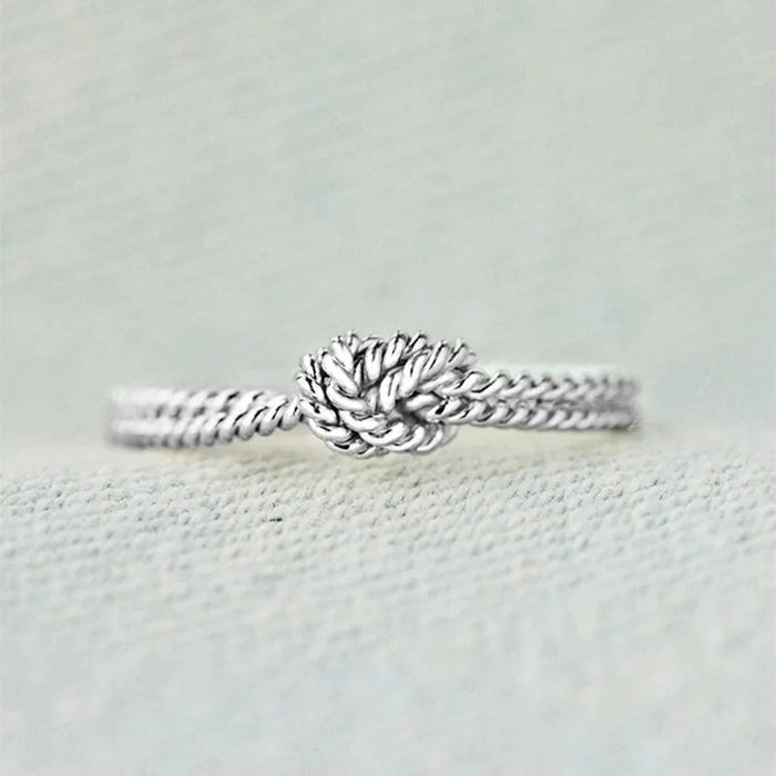 Silver Tone Twisted Rope Knot Band Ring Sizes 5 to 12