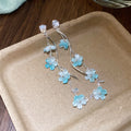 Delicate Floral Vine Drop Earrings in Blue and White Colorways view 6