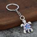Floral Turtle Metal Keychain With Colored Rhinestone Accents view 4