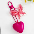 Acrylic Butterfly Charm Keychain With Cross Print And Heart Pendant view 2