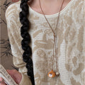 Wood Garlic Face Pendant Cord Necklace Carved Smile Charm view 3