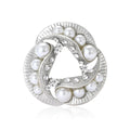Interlocking Triangle Pearl Brooch in Gold or Silver Tone view 2