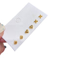 Gold Heart Cube Cross Mini Stud Earrings Six Piece Set view 5