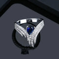 Pear Stone Wing-Shaped Statement Ring In Four Colors Silver Tone view 2