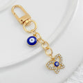 Blue Evil Eye Keychain with Rhinestone Charm Bag Pendant view 3