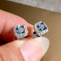 Square Halo Stud Earrings In Six Stone And Finish Variants view 7