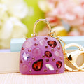 Jewel Studded Handbag Keychain with Aqua Enamel and Gold Tone Handle view 2