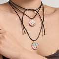 Black Cord Adjustable Enamel Seashell Pendant Necklace view 3