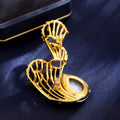 Pink Orange Flower Crystal Metal Brooch Pin for Jackets and Lapels view 3