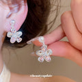 Crystal Flower Drop Clip Earrings in Two Colors for Everyday Styling view 3