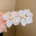 Translucent Petal Oversized Flower Statement Stud Earrings view 6
