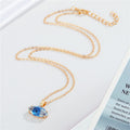 Gold Tone Faceted Crystal Evil Eye Pendant Necklaces in Four Colors view 4