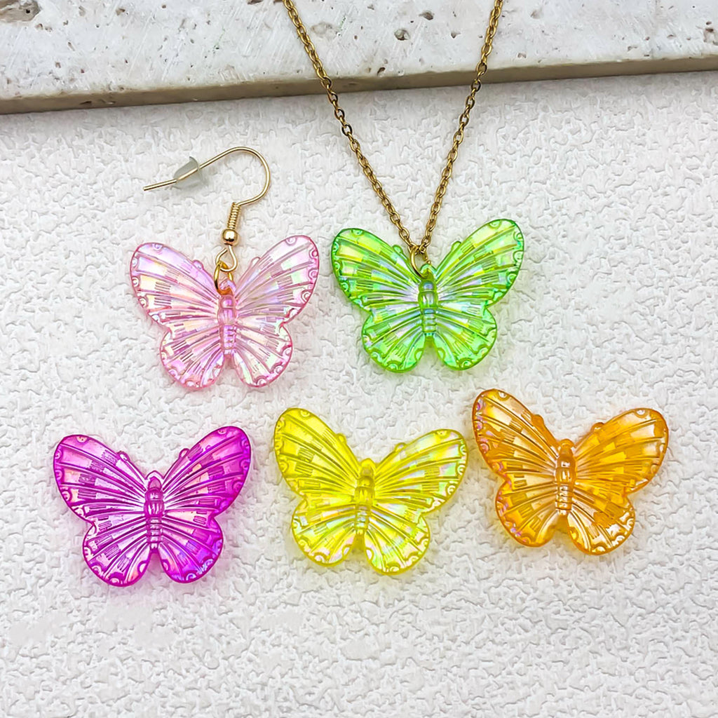 Acrylic Baroque Butterfly Charm Pendant for DIY Cream Glue Necklace Bracelet Decor