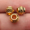 Ornate Round Large-Hole Spacer Beads in Three Antique Finishes view 5