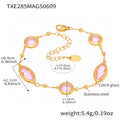 Gold Czech Glass Oval Round Bezel Bracelet Six Colors view 11