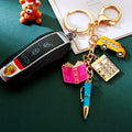 Mini Office Charm Keychain With Book, Pen, Briefcase and Taxi view 2