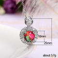 Silver Tone Floral Halo Multicolor Crystal Necklaces view 5