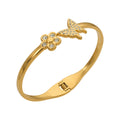 Butterfly Flower Crystal Hinge Bangle Bracelets Gold Steel view 5