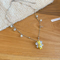 Silver Tone Yellow Crystal Flower Pendant Necklace view 6