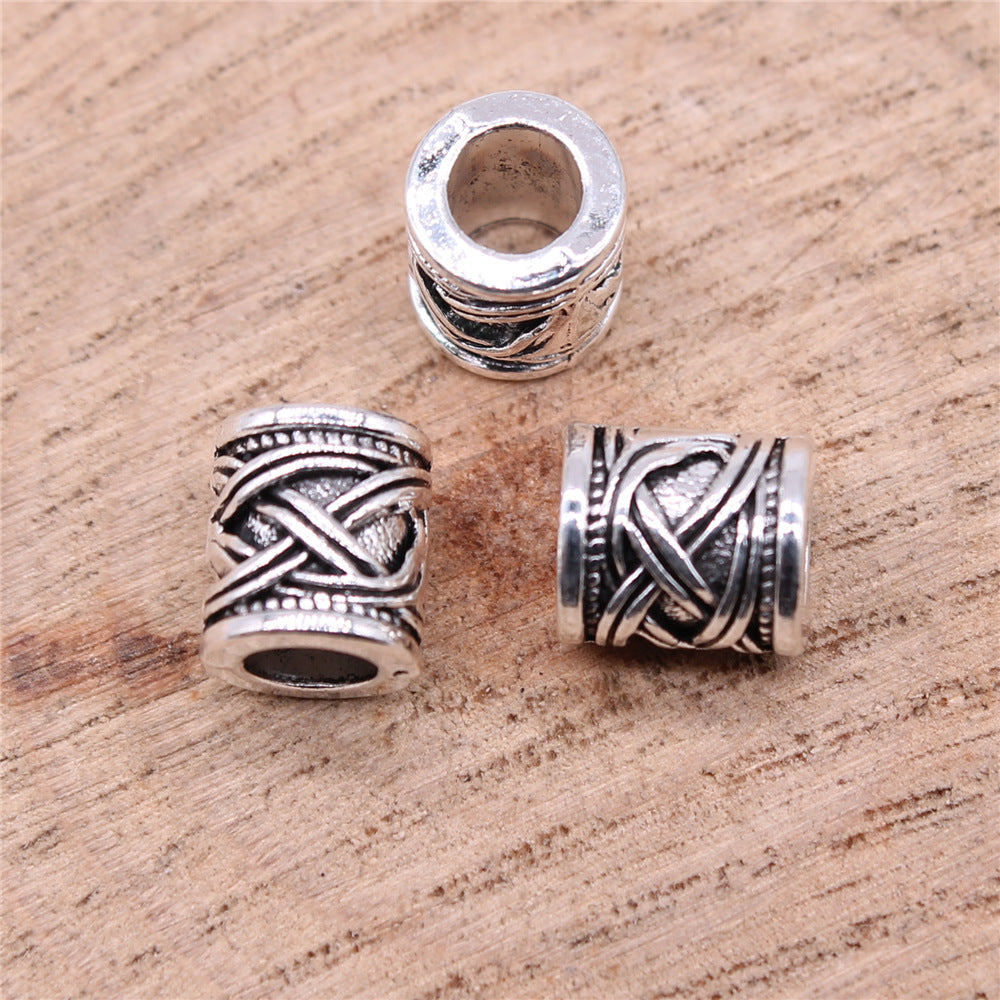 9x9x8mm 1.4g Antique Silver Zinc Alloy Round Large Hole Spacer Beads for DIY Bracelet Necklace Making