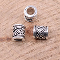 Antique Silver Crisscross Pattern Large Hole Metal Bead view 2