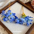 Fabric Flower Gold U-Pin Hair Sticks White Purple Blue view 4