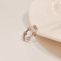 Pink Heart Crystal Look Silver Tone Adjustable Open Band Ring view 4