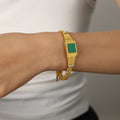 Watch-Style Mesh Bracelet Square Face Shell Stripe Crystal view 6