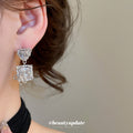 Geometric Crystal Bow Stud Earrings Statement Jewelry Design view 4
