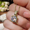 Round Clear Solitaire Pendant Necklace Box Chain Silver Gold Tones view 7