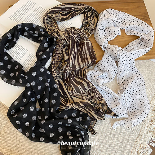 Printed Scarves displayed in a close product view