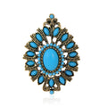 Blue Gold Tone Flower Openwork Two Designs Metal Brooch Pin view 1