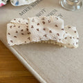 Fabric Floral Ruffle And Cream Bow Twist Hair Claws view 7