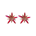 Pink Crystal Starburst Statement Stud Earrings Decorative Jewelry view 5