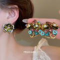 Vintage Style Crystal Floral Stud Earrings in Two Designs view 1