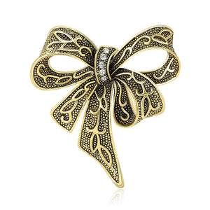 Openwork Ribbon Bow Brooch An Openwork Ribbon Bow Crystal Accent Pin