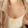 Daisy Flower Pendant Dual Chain Necklace Gold Steel Slider view 3