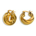 Gold Twisted Braided Wide Hoop Earrings Titanium Steel Clip view 5