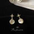 Gold Star Stud Cats Eye Crescent Moon Drop Earrings view 3