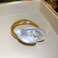 Gold White Calla Lily Cuff Bracelet and Flower Rings view 7