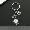 Antique Silver Sun Moon Heart and Star Celestial Charm Keychain view 3